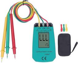 „Oumefar“ trifazis sekos tikrintuvas, LCD ekranas, fazių sukimosi matuoklis, 40–600 V įtampos detektorius su variklio montavimo patikrinimo funkcija, skirtas galios tikrinimo priedams