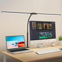 „OUTON“ LED stalo lempa, 85,5 cm, dviguba galvutė – 1600 LM, reguliuojamas apšvietimas, juoda