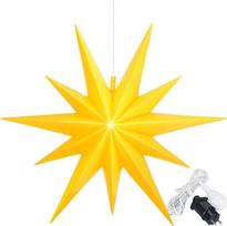 „OVILUM“ šviečianti žvaigždė „Luminous Star 2D XXL“ su LED apšvietimu, geltona, skersmuo 100 cm, žvaigždė su 11 spinduliais, atspari oro sąlygoms, sodo dekoracija, svetainė, Kalėdų dekoracija, Kalėdų žvaigždė, su laikmačiu, 7,5 m kabelis