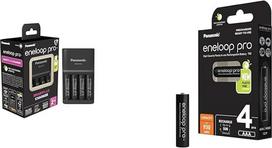 „Panasonic eneloop SmartPlus“ įkroviklis, skirtas 1–4 AA/AAA NI-MH baterijoms, ir „Panasonic eneloop Pro“ paruoštos naudoti NI-MH baterijos, AAA/Micro, 4 vnt. pakuotė