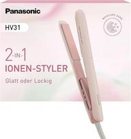 „Panasonic EH-HV31-P503“ 2-in-1 joninis plaukų formavimo prietaisas, plaukų tiesintuvas ir garbanojimo žnyplės, 5 šilumos nustatymai iki 210 °C, 3D plokštelės, kelioninis dėklas, automatinis įtampos reguliavimas, braškių rožinė spalva