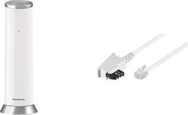 „Panasonic“ KX-TGK220GW dizaininis telefonas su atsakikliu (žadintuvas, namų telefonas (belaidis), HD telefonija, „Eco-Plus“) baltos spalvos ir TAE jungiamasis kabelis, baltos spalvos, 3 m
