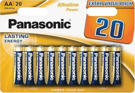 „Panasonic“, AA tipo baterijos, 20 vnt. pakuotė, „Mignon“, LR6, šarminės, 1,5 V, apsauga nuo išsiliejimo, 7 metų galiojimo laikas laikant, geriausiai tinka nuotolinio valdymo pultams, svarstyklėms, laikrodžiams, ilgaamžės, patikimas energijos šaltinis