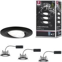 „Paulmann Calla 99991“ LED įleidžiamieji apvalūs šviestuvai, 3 vnt. rinkinys, 3 x 6 W, IP65, neutraliai balta šviesa, įleidžiamieji prožektoriai, juodi matiniai, pasukami prožektoriai, plastikiniai įleidžiamieji šviestuvai, 4000 K
