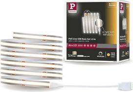 „Paulmann“ 71048 „MaxLED 1000“ LED juosta „Full-Line COB“ – pilnas rinkinys, 1,5 m, 18 W, 1620 lm, 528 LED/m, 2700 K, 40 VA, reguliuojamo ryškumo, sidabrinė plastikinė