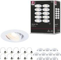 „Paulmann“ 92115 įleidžiamų šviestuvų rinkinys (10 vnt.), pasukami, apvalūs, 90 mm, 30°, GU10, maks. 10 x 10 W, 230 V, balti įleidžiamieji šviestuvai