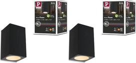 „Paulmann“ LED sieninis šviestuvas „Flame“, vabzdžiams nekenksmingas, IP44, kvadratinis, 58 x 103 mm, 2200 K, 4 W, 265 lm, 230 V, 75°, antracito spalvos metalas, 94710 (2 vnt. rinkinys)