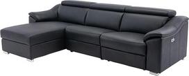 „PEDRERA“ elektrinė kampinė sofa – viršutinė dalis iš odos – juoda – kairioji kampinė