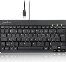 „Perixx“ PERIBOARD-426 mini klaviatūra su USB laidu, prancūziška AZERTY klaviatūra, juoda