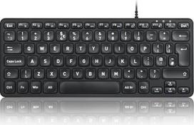 „perixx“ PERIBOARD-432 laidinė USB klaviatūra, plonas dizainas su dideliais šrifto simboliais, UK QWERTY išdėstymas