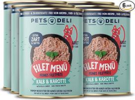 „Pets Deli Filet Menu“ šlapias maistas katėms su veršiena ir morkomis, 6 x 400 g