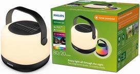„Philips Alula“ nešiojamas saulės energijos žibintas, 3000 K ir RGB spalvų keitimas, USB įkrovimo kabelis, IP44, juodas/baltas