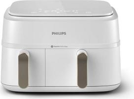 „Philips Airfryer Dual Basket“ 3000 serijos karšto oro keptuvė, balta, 9 l | 2 krepšeliai, „RapidAir Plus“ technologija, jutiklinis ekranas, 12 kepimo funkcijų, „HomeID“ programėlė (NA353/10)