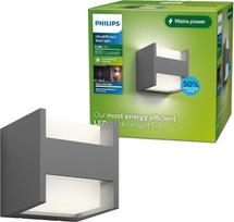 „PHILIPS Arbour“ LED lauko sieninis šviestuvas, itin efektyvus, su 2 lemputėmis, šviečia į viršų ir į apačią, atsparus atmosferos poveikiui, šiltos baltos šviesos, energiją taupantis LED apšvietimas, antracito spalvos, vienetinis paketas