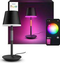„Philips Hue White & Color Ambiance Go“ nešiojamoji stalo lempa (530 lm), reguliuojamo ryškumo LED lempa, skirta „Hue“ apšvietimo sistemai su 16 milijonų spalvų, išmanusis apšvietimo valdymas balsu arba per programėlę, juoda