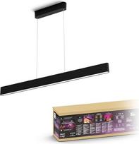 „Philips Hue White & Colour Ambiance“ vienos lemputės „Amb. Ensis“ LED pakabinamas šviestuvas, juodos spalvos, su reguliuojamu apšvietimu, 16 milijonų spalvų, „Light Duo“ efektas, valdomas per programėlę, suderinamas su „Amazon Alexa“ („Echo“, „Echo Dot“)