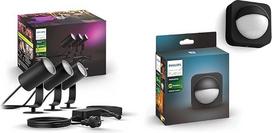 „Philips Hue White and Color Ambiance Lily“ LED sodo prožektoriai, 3 vnt. rinkinys, bazinis rinkinys, suderinami su „Amazon Alexa“ („Echo“, „Echo Dot“) + judesio jutiklis, skirtas naudoti lauke, integruotas dienos šviesos jutiklis, juodos spalvos
