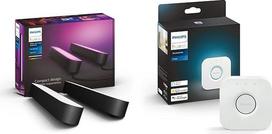 „Philips Hue White and Color Ambiance Play“ šviesos juostų rinkinys (2 vnt.), įskaitant „Hue Bridge“, juodos spalvos, iki 16 milijonų spalvų, valdomas per programėlę, suderinamas su „Amazon Alexa“