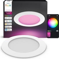 „Philips Hue“ plonas įleidžiamas šviestuvas su LED lempute, 1000 lm, 90 mm, plonas dizainas, visos spektro spalvos kasdieniam naudojimui (1000–20 000 K), tolygiai reguliuojamas šviesos stiprumas, tiksli spalva, išmanusis apšvietimas, balta spalva, 3 vnt.