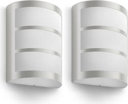 „Philips Python“ LED lauko sieninis šviestuvas (5,5 W), atsparus oro sąlygoms lauko šviestuvas su šilta balta šviesa, energiją taupantis LED apšvietimas, nerūdijantis plienas (2 vnt. rinkinys)