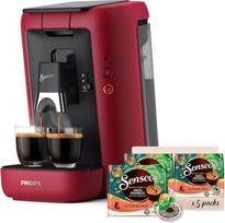 „Philips Senseo Maestro“ kavos kapsulių aparatas komplekte su 80 kavos kapsulėmis, 3 specialiais kavos gėrimais, priminimo funkcija, „Crema Plus“, „Intensity Plus“, pagamintas iš perdirbto plastiko, 1,2 l, raudonos spalvos (CSA260/90)