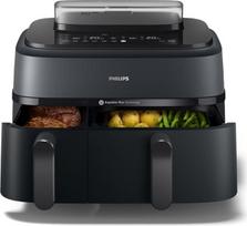 „Philips Steam Airfryer 5000“ karšto oro keptuvė, juoda, 9 l | 2 krepšeliai, virimas garuose ir kepimas, „SteamFry“ funkcija, „RapidAir Plus“ technologija, 12 gaminimo funkcijų, „HomeID“ programėlė (NA550/00)
