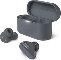„Philips TAT3508BK“ – visiškai belaidės „Bluetooth“ ausinės su triukšmo slopinimu ir mikrofonu, natūraliai skambančios silikoninės ausų įdėklai, iki 21 valandos grojimo laiko, atsparios vandeniui pagal IPX4 standartą, juodos spalvos
