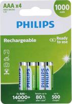 „Philips“ įkraunamos baterijos R03B4RTU10/10 – įkraunamos baterijos (nikelio-metalo hidrido, AAA, be Cd (kadmio) ir Hg (gyvsidabrio), blisterio pakuotėje, 42 x 10,5 x 44,5 mm)