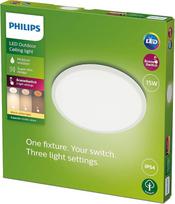 „Philips“ LED „SuperSlim“ lauko šviestuvas (15 W), šilta balta šviesa, IP54 apsaugos klasė, baltas, 25 cm