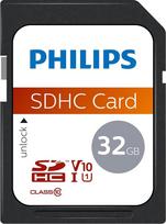 „Philips“ „Ultra Speed“ SDHC kortelė, 32GB, UHS-I, U1, skaitymo greitis iki 80MB/s, V10, atminties kortelė, skirta fotoaparatams, planšetiniams kompiuteriams ir kortelių skaitytuvams, „Full HD“ vaizdo įrašams