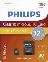 „Philips“ „Ultra Speed“ microSDHC kortelė, 16GB + SD adapteris, UHS-I, U1, skaitymo greitis iki 80MB/s, „A1“ – greitas programų veikimas, V10, atminties kortelė, skirta išmaniesiems telefonams, planšetiniams kompiuteriams, asmeniniams kompiuteriams, kor
