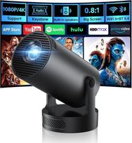 „Philoent“ mini projektorius 4K/1080P, suderinamas su naujausiomis programėlėmis | Palaiko 4K/1080P, „Wi-Fi 6“, „Bluetooth 5.4“, automatinis ekrano trapečių koregavimas, mažas triukšmo lygis – juodos spalvos