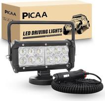 „PicAA“ LED darbo žibintas, 7 colių, 36 W, nešiojamas magnetinis prožektorius | 12 V, 24 V, atsparus vandeniui, magnetinis laikiklis, papildomas LED žibintas, skirtas ekskavatoriams, traktoriams, vilkikams, šakiniams krautuvams, visureigiams, sunkvežimiam