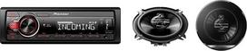 „Pioneer“ MVH-330DAB-AN 1DIN automobilių radijas su RDS, DAB+ ir „TS-G1330F“ 3-kryptis koaksialinis garsiakalbis automobiliams (250 W), 13 cm