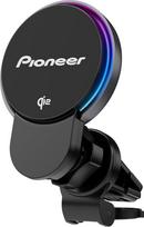 „Pioneer“ SDA-SC600 magnetinis „Qi2“ išmaniojo telefono laikiklis su belaidžiu greituoju įkrovimu iki 15 W, RGB apšvietimu, montavimu ant oro ventiliacijos angos, suderinamas su „MagSafe“