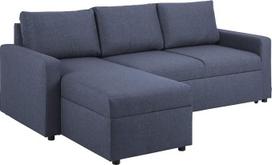 „PKline“ „Sander“ miegamoji sofa su pufu, mėlyna miegamoji sofa, svetainės sofa, svečių lova, svetainė