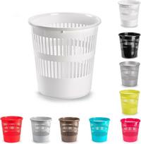 „PLASTIFIC“ 10 l talpos apvalus popieriaus šiukšlių konteineris su atviru dangčiu – virtuvėms ir biurams skirtas baltas plastikinis apvalus popieriaus šiukšlių konteineris