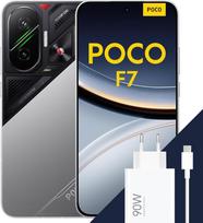 „Poco F7“ išmanusis telefonas, 12 + 256GB, 6500 mAh baterija, 50 MP „Sony“ kamera, sidabrinis
