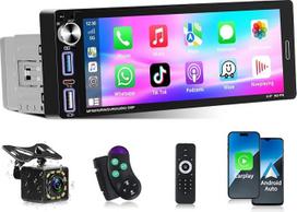 „Podofo“ 1 DIN automobilių radijas su „Apple CarPlay“, belaidžiu „Bluetooth 5.2“, vieno DIN dydžio „Android“ radijas, 6,9 colių HD jutiklinis ekranas, stereo radijas, „Android“ sistema, ekvalaizeris, valdymas per vairą, FM, USB, „Type-C“ jungtis + atbulin
