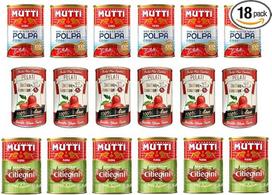„Pomodori Italiani Mutti Polpa“ pomidorų pasta + „Mutti Pomodorini Ciliegini“ vyšniniai pomidorai + „Italian Gourmet Pelati“ nulupti itališki pomidorai (18 x 400 g)