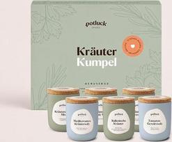 „Potluck Herb Buddy“ – 6 prieskonių mišinių rinkinys keraminiame puodelyje. Veganiški, be glitimo ir pagaminti iš natūralių ingredientų