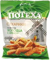 „Potecha Rusk“ užkandis iš skrudintos kvietinės duonos su uogiene – krienų skonio, 3 x 80 g