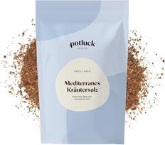 „Potluck“ papildymo pakuotė su Viduržemio jūros regiono žolelių ir prieskonių druska, 150 g