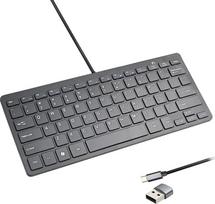 „Powboro“ USB-C mini klaviatūra: kompaktiška, maža, plona, laidinė, su USB-C jungtimi, itin plonas dizainas, 78 „žirklių“ tipo klavišai, skirta „Android“ įrenginiams, kompiuteriams, nešiojamiesiems kompiuteriams ir stacionariems kompiuteriams (juoda)