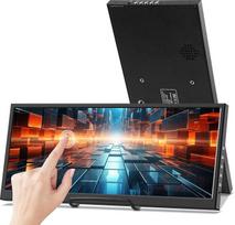 „Prechen“ 12,3 colių nešiojamas antrinis monitorius su jutikliniu ekranu, HDMI, USB-C | 1920 x 720 IPS „Stretched Bar“ LCD nešiojamas kelioninis jutiklinis ekranas, skirtas nešiojamajam kompiuteriui, su „Aida64“ GPU, CPU ir RAM stebėjimo funkcija