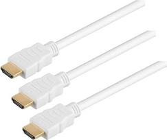 „PremiumCord“ 4K didelės spartos HDMI + Ethernet kabelis, 2 m, suderinamas su 4K 2160p, Full HD 1080p, „Deep Colour“, 3D, ARC, HDR, 3 kartus ekranuotas, 10,2Gbps, paauksuotos jungtys, baltos spalvos (3 vnt. rinkinys)