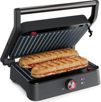 „Princess“ kontaktinis grilis, atsidarantis 180°, nuimamos plokštės, reguliuojamas termostatas, riebalų surinkimo sistema, be PFAS, nerūdijančio plieno korpusas, 1500 W, 27,5 x 18 cm kepimo paviršius, 117502