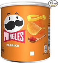 „Pringles“ su saldžiąja paprika | Pipirų traškučiai | 12 mažų skardinių, patogių pasiimti su savimi (12 x 40 g)