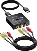 „PROZOR“ AV į HDMI adapteris, RCA į HDMI keitiklis, 16:9/4:3 formato keitimas su 50 cm / 1,5 pėdos ilgio HDMI kabeliu ir 1 m ilgio AV kabeliu, skirtas „Wii“, „PS1“, „PS2“, „N64“, DVD