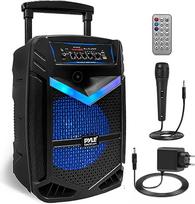 „Pyle PA“ „Bluetooth“ garsiakalbis, karaokės aparatas ir karaokės mikrofonas, muzikinė dėžutė, „Bluetooth“ grotuvas, vakarėlių grotuvas, įkraunamas, su 12 colių žemų dažnių garsiakalbiu, 1 colio aukštų dažnių garsiakalbiu, įrašymo funkcija, vakarėlių apšv